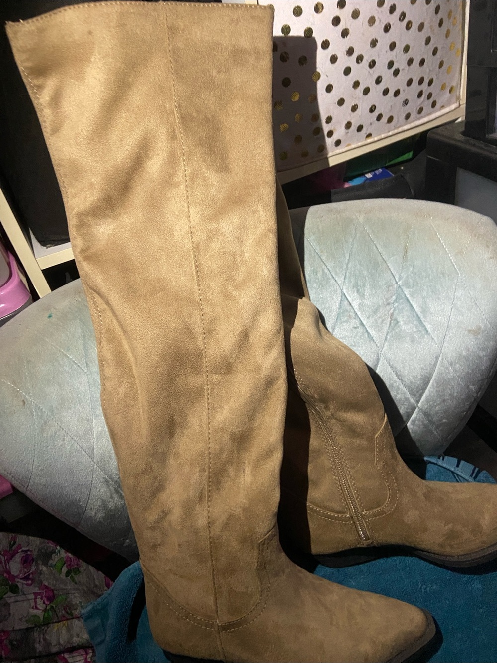 Time and Tru Tall Over-the-Knee Suede Boots in Camel